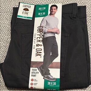 NWT Men's Copper & Oak Men’s Tech Utility Pants Black Size: 38x30